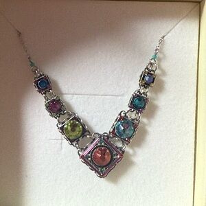 Firefly La Dolce Vita "V" Necklace -Multicolor Gemstone Necklace